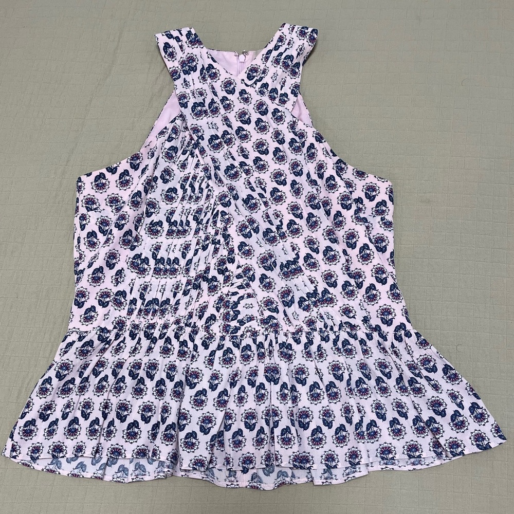 LOFT Light Pink Top with Blue and Purple Design